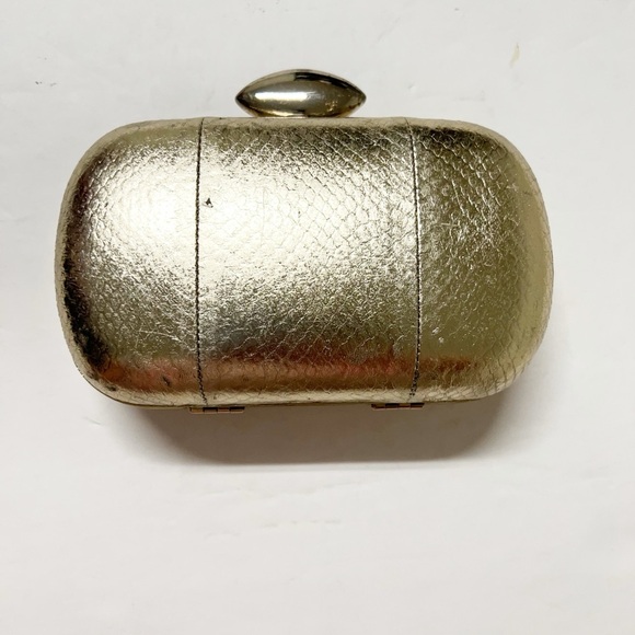 Diane Von Furstenberg Womens Metallic Gold Snakeskin Evil Eye Minaudiere Clutch - Picture 3 of 10